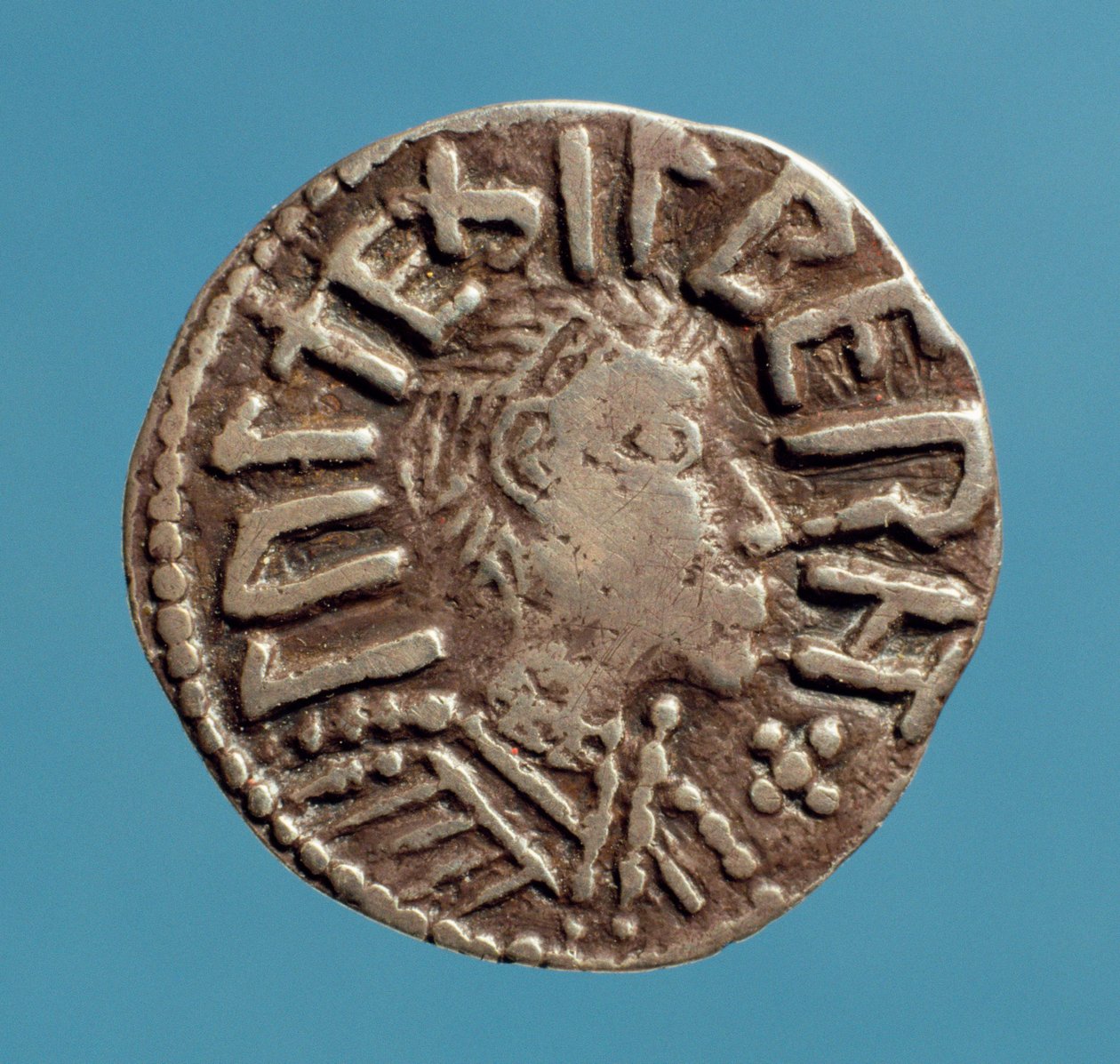 Penny (voorzijde) van Aethelberht (gest. 794) Angelsaksische koning van Oost-Anglia door Anglo Saxon