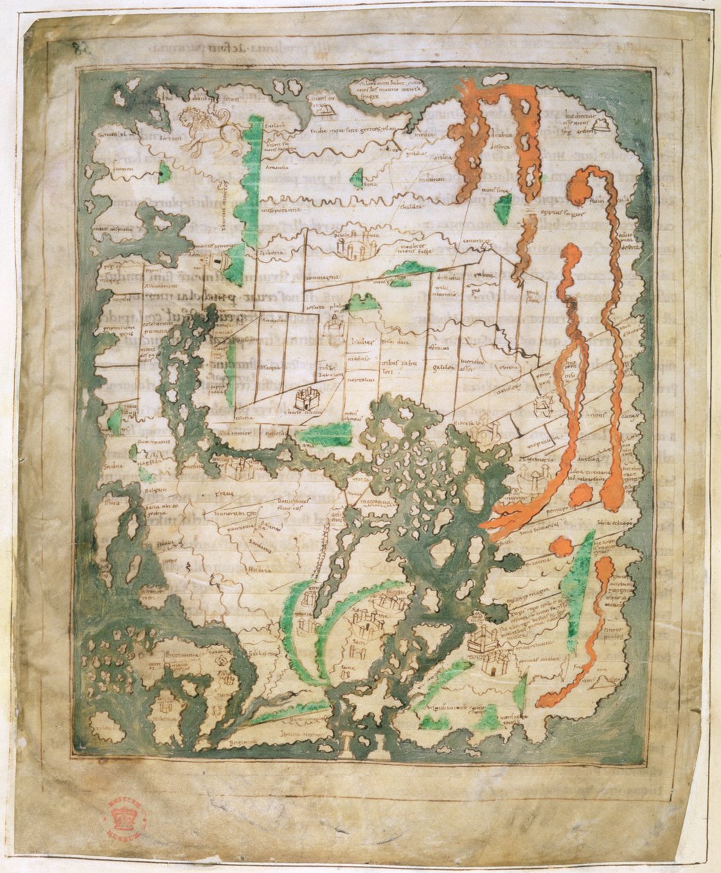Rechthoekige kaart van de wereld, c.1030 door Anglo Saxon
