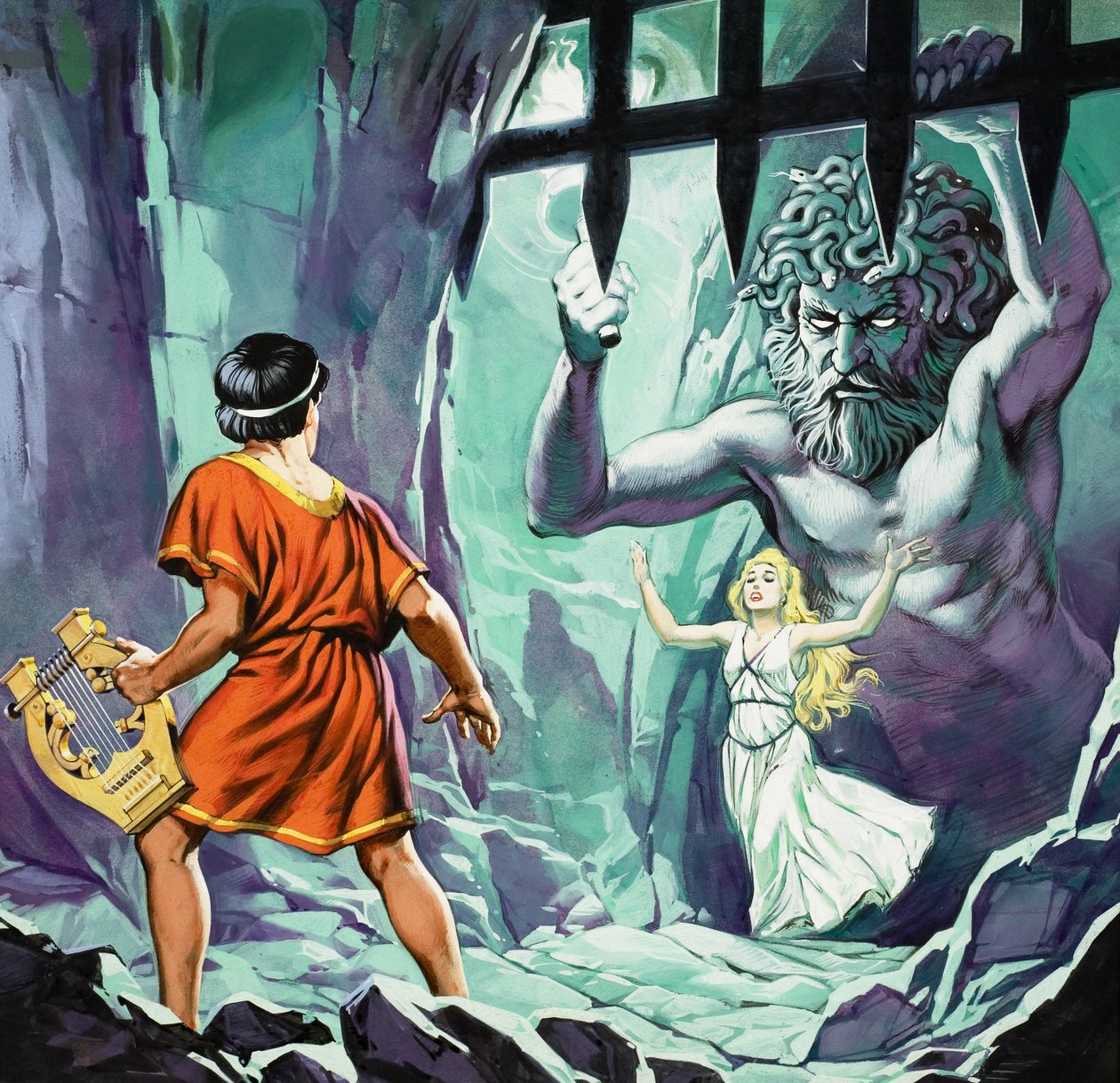 Orpheus en Eurydice (gouache op papier) door Angus McBride