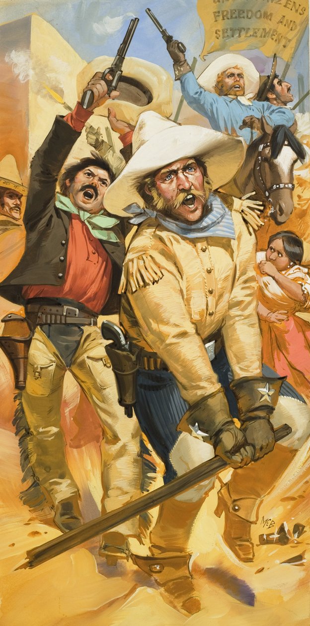 Trouble in Texas (gouache op papier) door Angus McBride