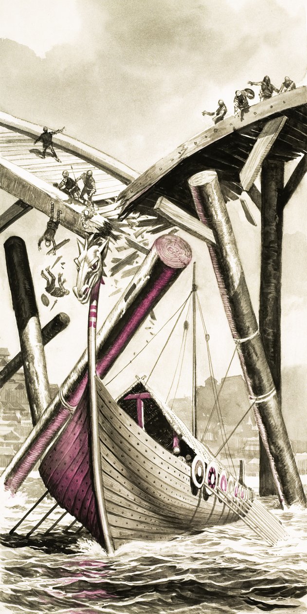 Ongeïdentificeerde Viking sloep die een brug vernielt door Angus McBride
