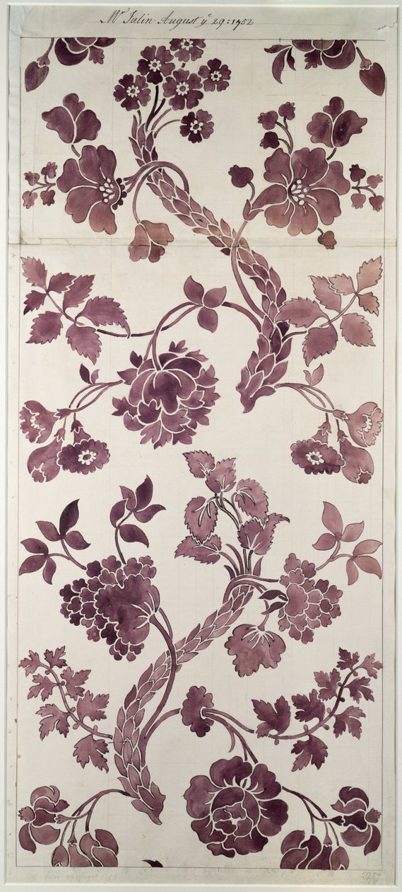Ontwerp voor een zijden damast, 1752 door Anna Maria Garthwaite