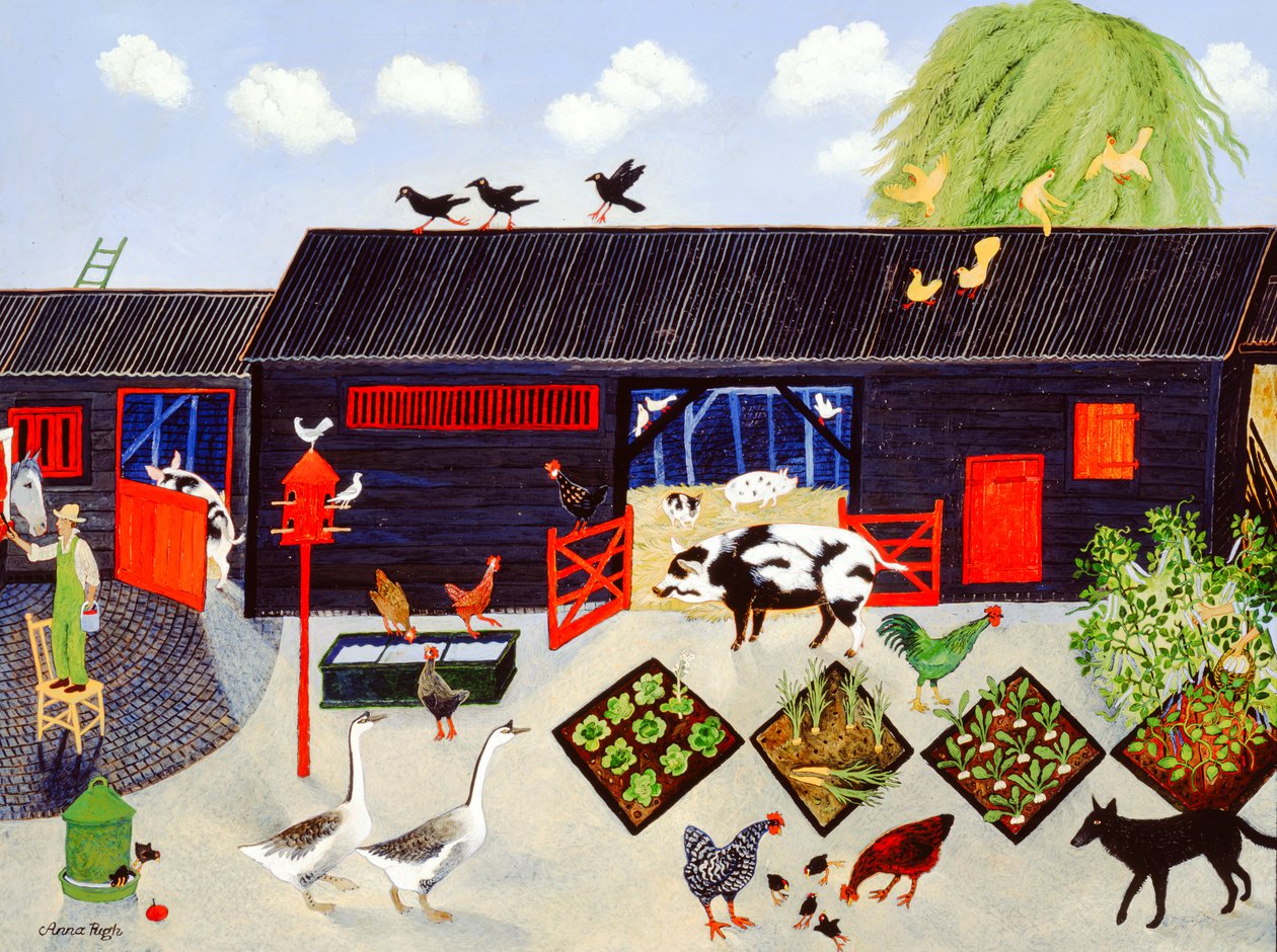Bonen plukken, 2004 (acryl) door Anna Pugh