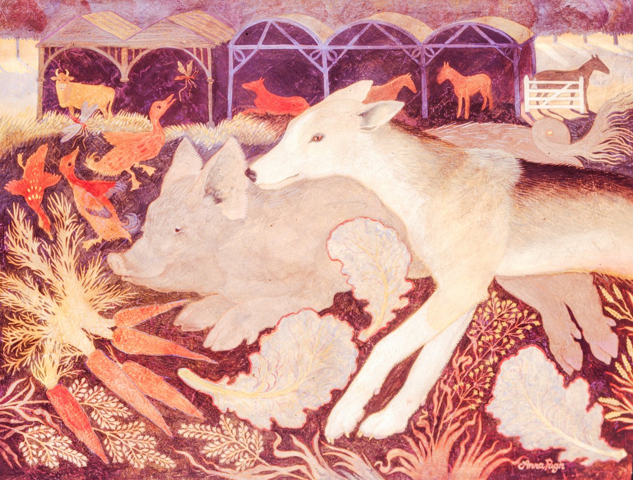 Jenny Kijkend in een varkensoor, 2013 (acryl) door Anna Pugh