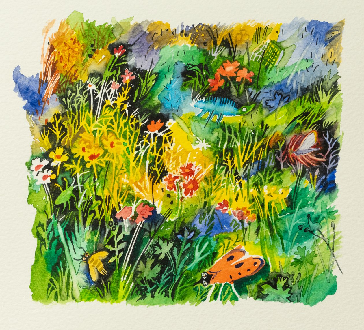 Weide-insecten, 2023 (aquarel) door Anna Pugh