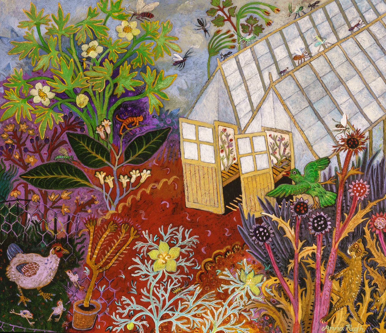 De kas, 2017 (acryl) door Anna Pugh