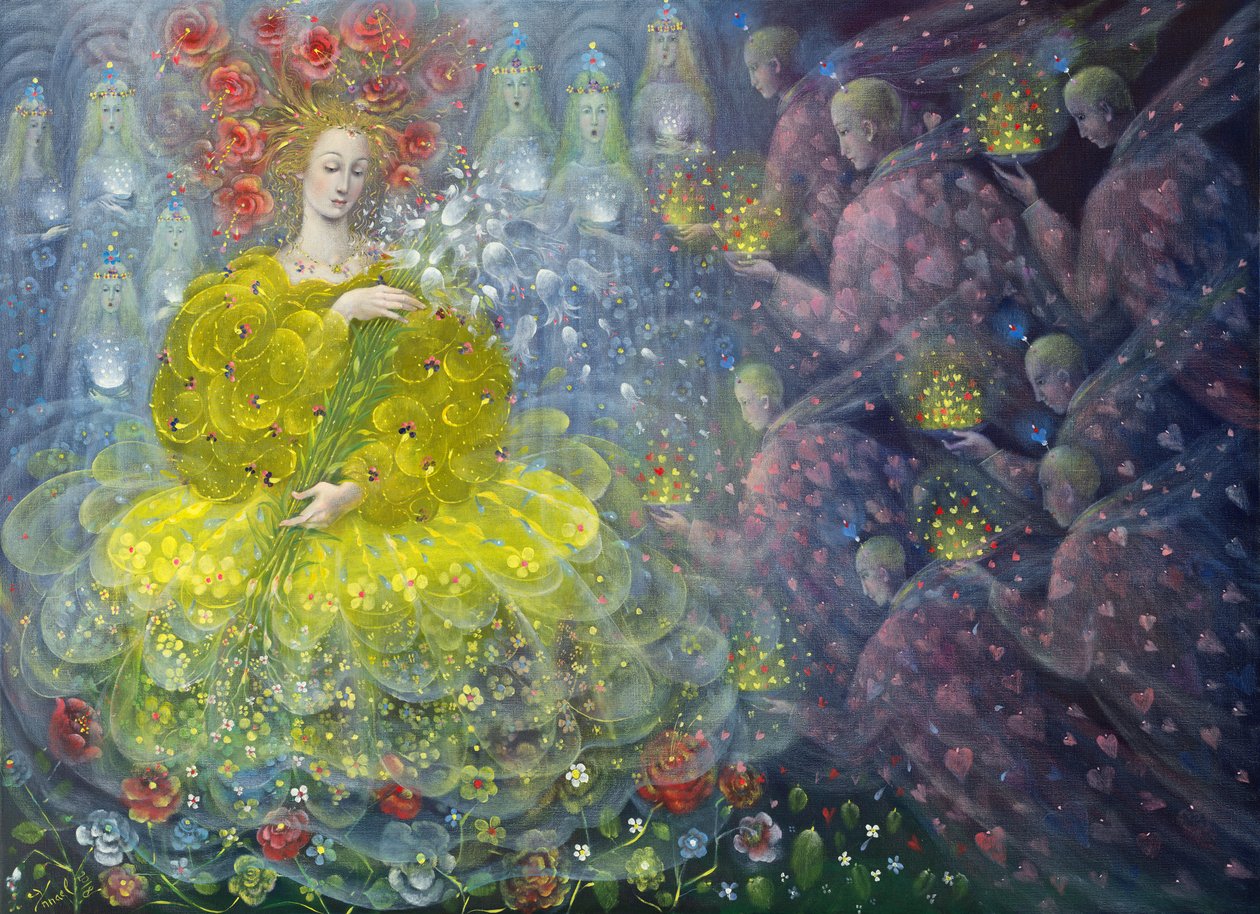 Koningin van de bloemen, 2018 (olieverf op Belgisch linnen) door Annael Anelia Pavlova