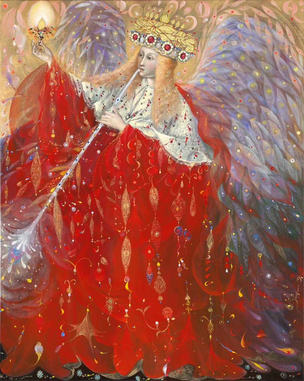 De Engel des Levens, 2009 (olieverf en bladgoud op Belgisch linnen) door Annael Anelia Pavlova