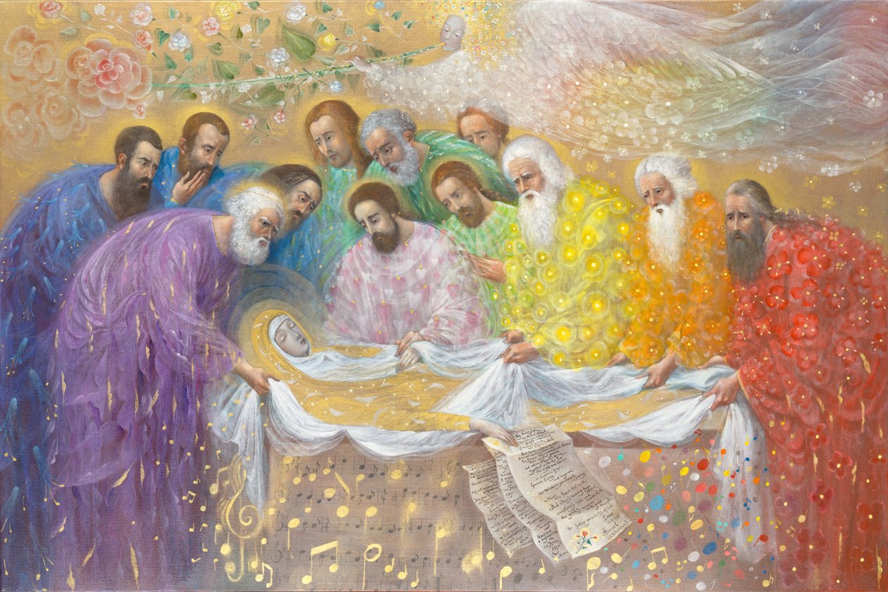 De begrafenis van de maagd Sophia, 2014 (olieverf en bladgoud op Belgisch linnen) door Annael Anelia Pavlova