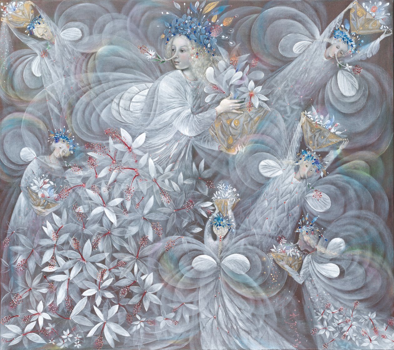 De witte hibiscus, 2009 (olieverf op Belgisch linnen) door Annael Anelia Pavlova