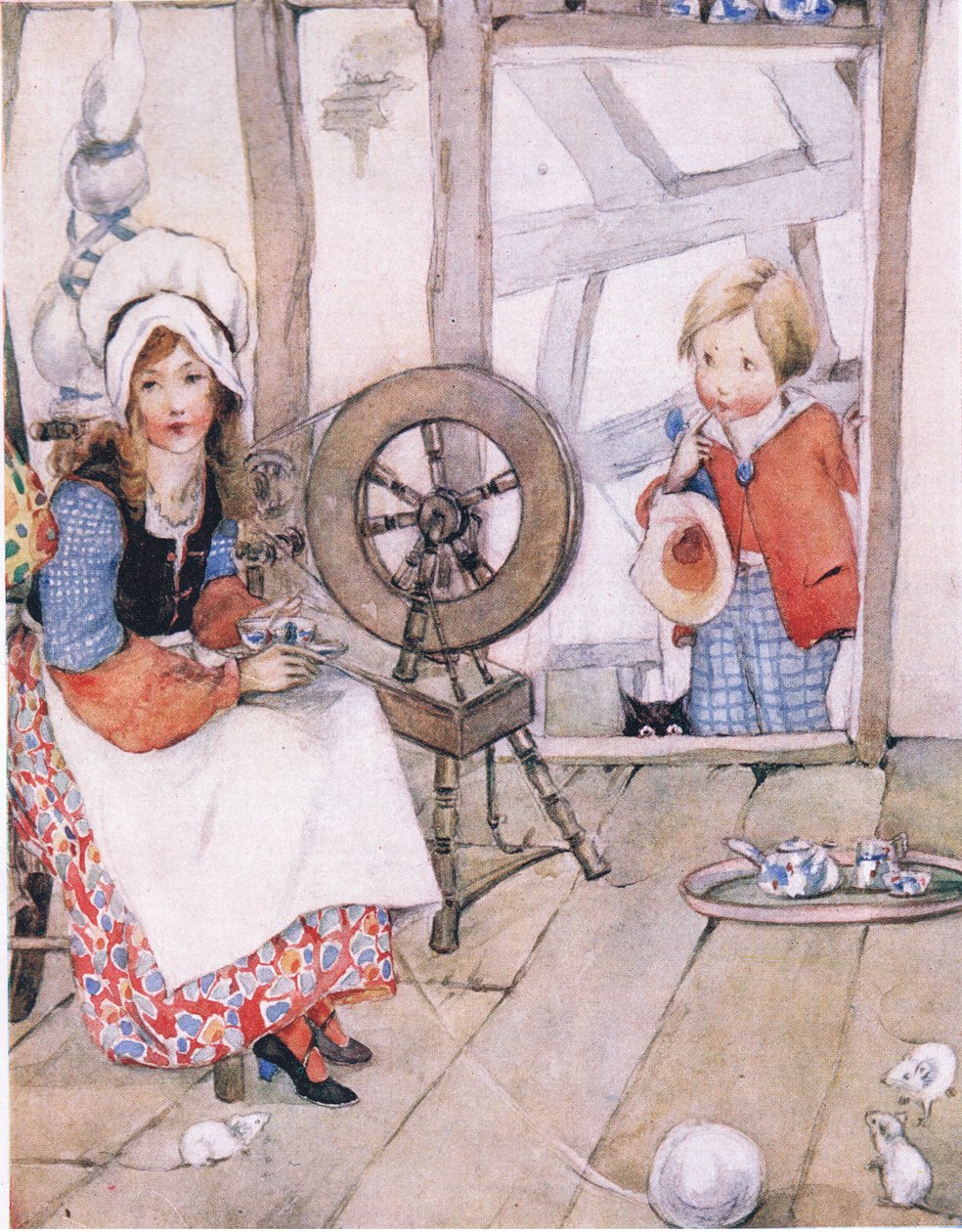 De bezoekers, uit Het Grote Boek voor Kinderen (Herbert Strang) gepubliceerd door Humphrey Milford, Oxford University Press, ca. 1920 door Anne Anderson