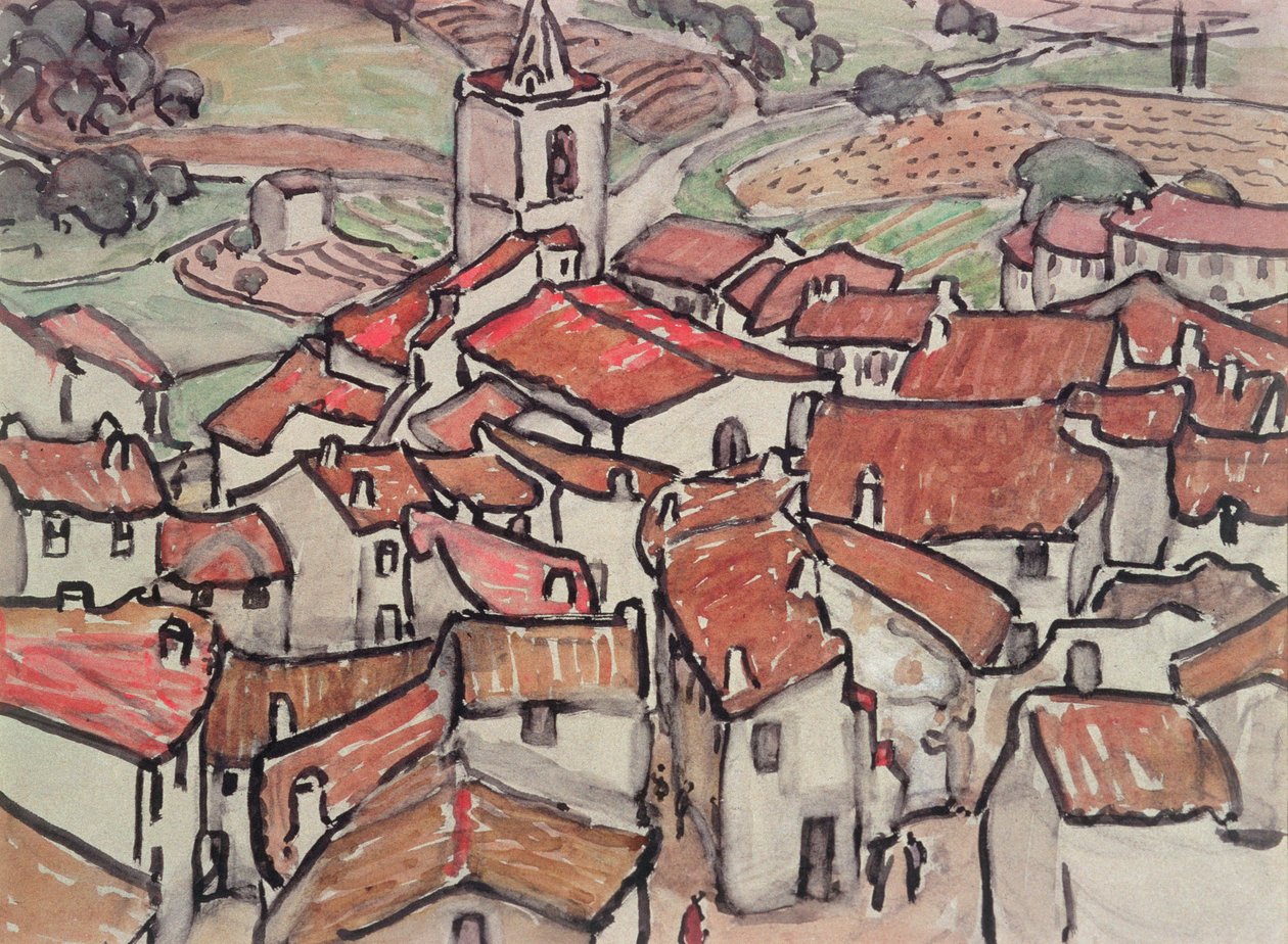 Uitzicht op Grimaud door Anne L. Falkner