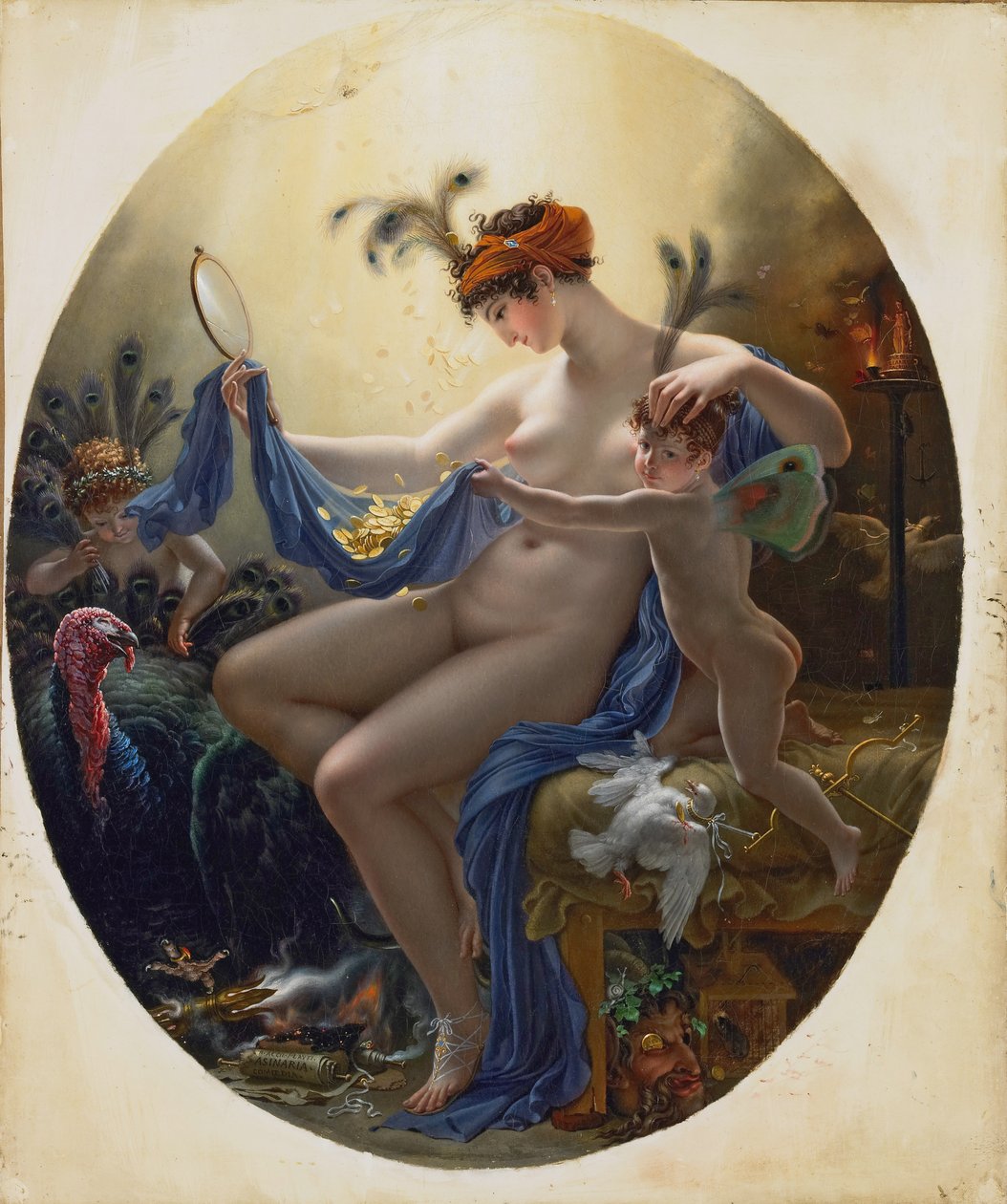 Portret van Juffrouw Lange als Danae door Anne-Louis Girodet de Roucy-Trioson
