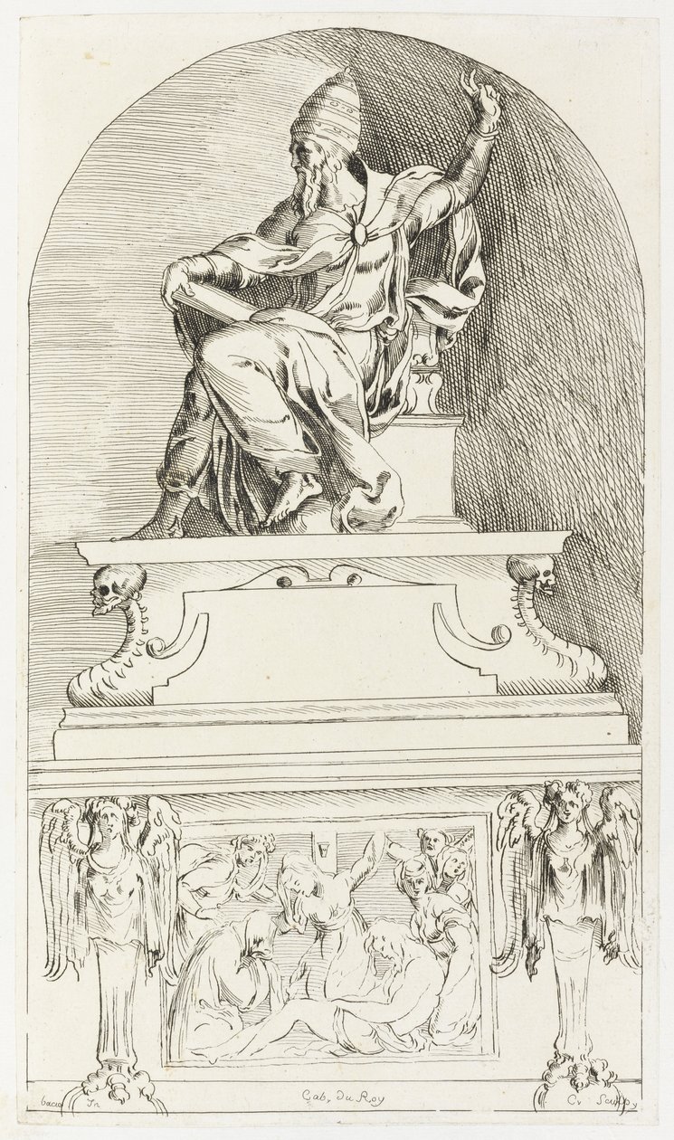 Studie voor het graf van paus Clemens VII, naar Baccio (Bartolommeo) Bandinelli door Anne Claude Philippe de Caylus