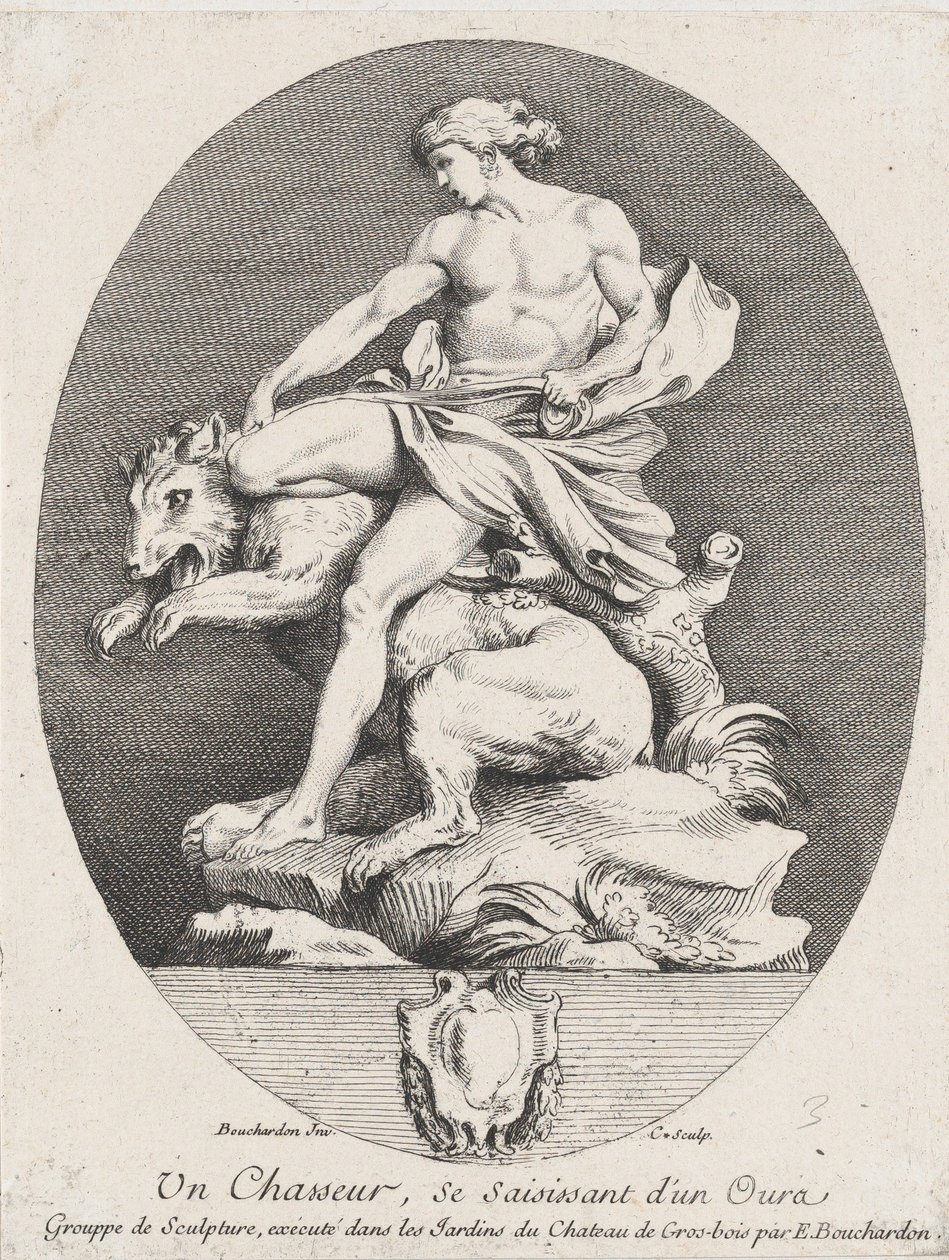 Een Jager die een Beer Grijpt, 1737 door Anne Claude Philippe de