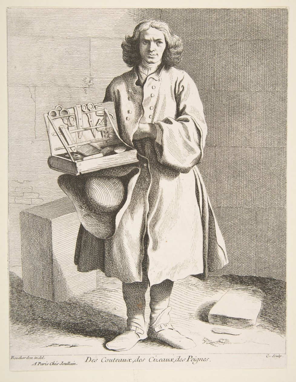 Verkoper van Messen, Scharen en Kammen, 1742 door Anne Claude Philippe de Caylus