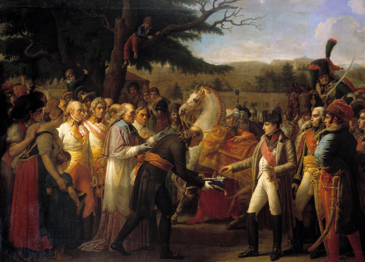 De overdracht van de sleutels van Wenen aan Napoleon I (1769-1821) De keizer keerde terug naar de Oostenrijkse hoofdstad verlaten door Francois II van Habsburg op 14/11/1805 door Anne Louis Girodet de Roucy Trioson