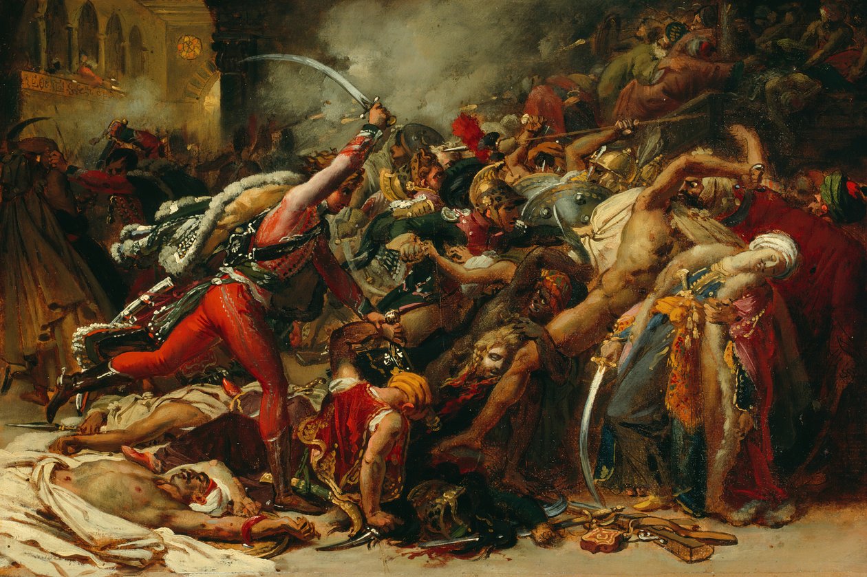 Schets voor De Opstand van Caïro, ca. 1810 door Anne Louis Girodet de Roussy Trioson