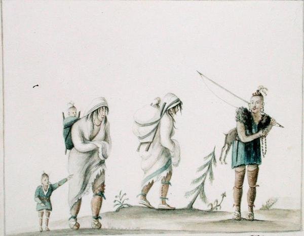 Indiaanse familie, c.1807 door Anne Marguerite Hyde de Neuville