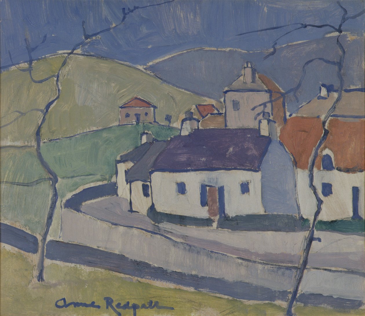 Boerderij bij Ruberslaw door Anne Redpath