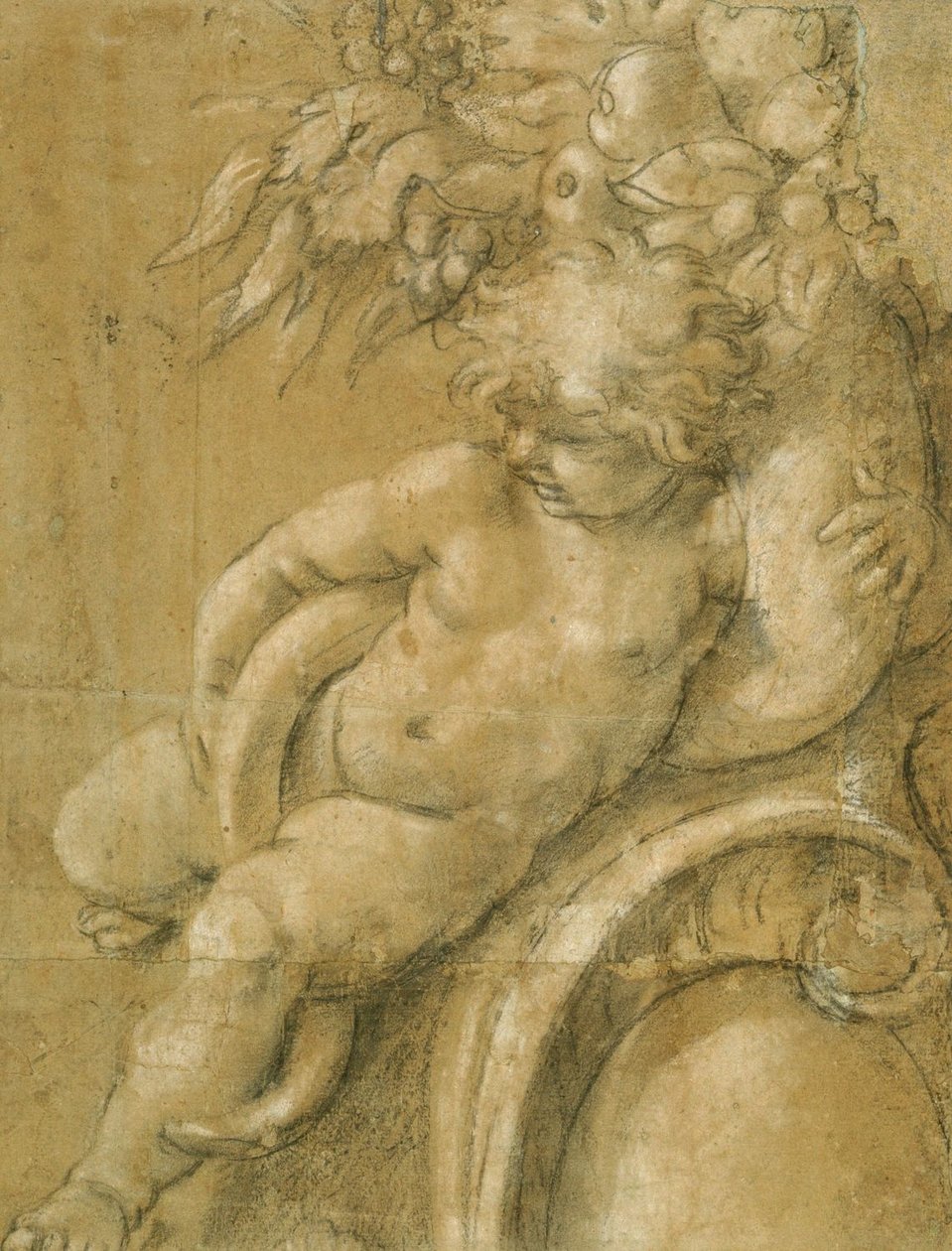Putto met een hoorn des overvloeds door Annibale Carracci
