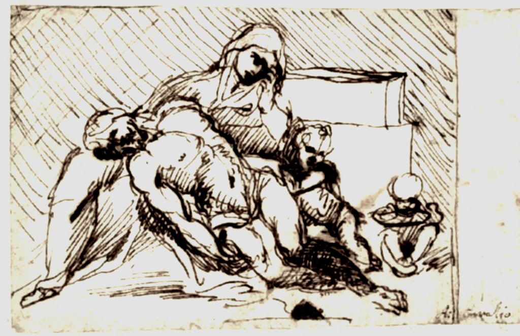 Schets voor Pieta door Annibale Carracci