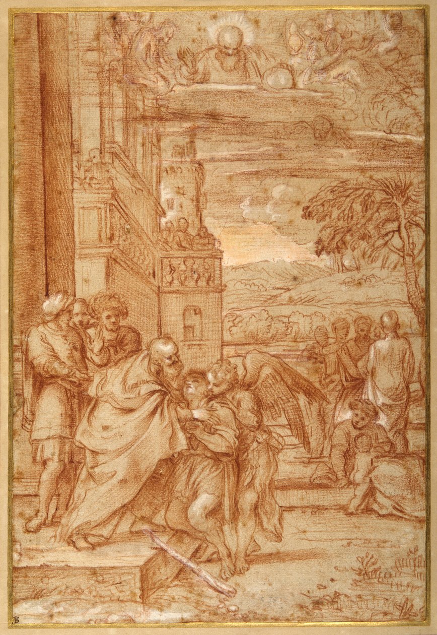 De terugkeer van de verloren zoon, naar Annibale Carracci door Annibale (follower of) Carracci