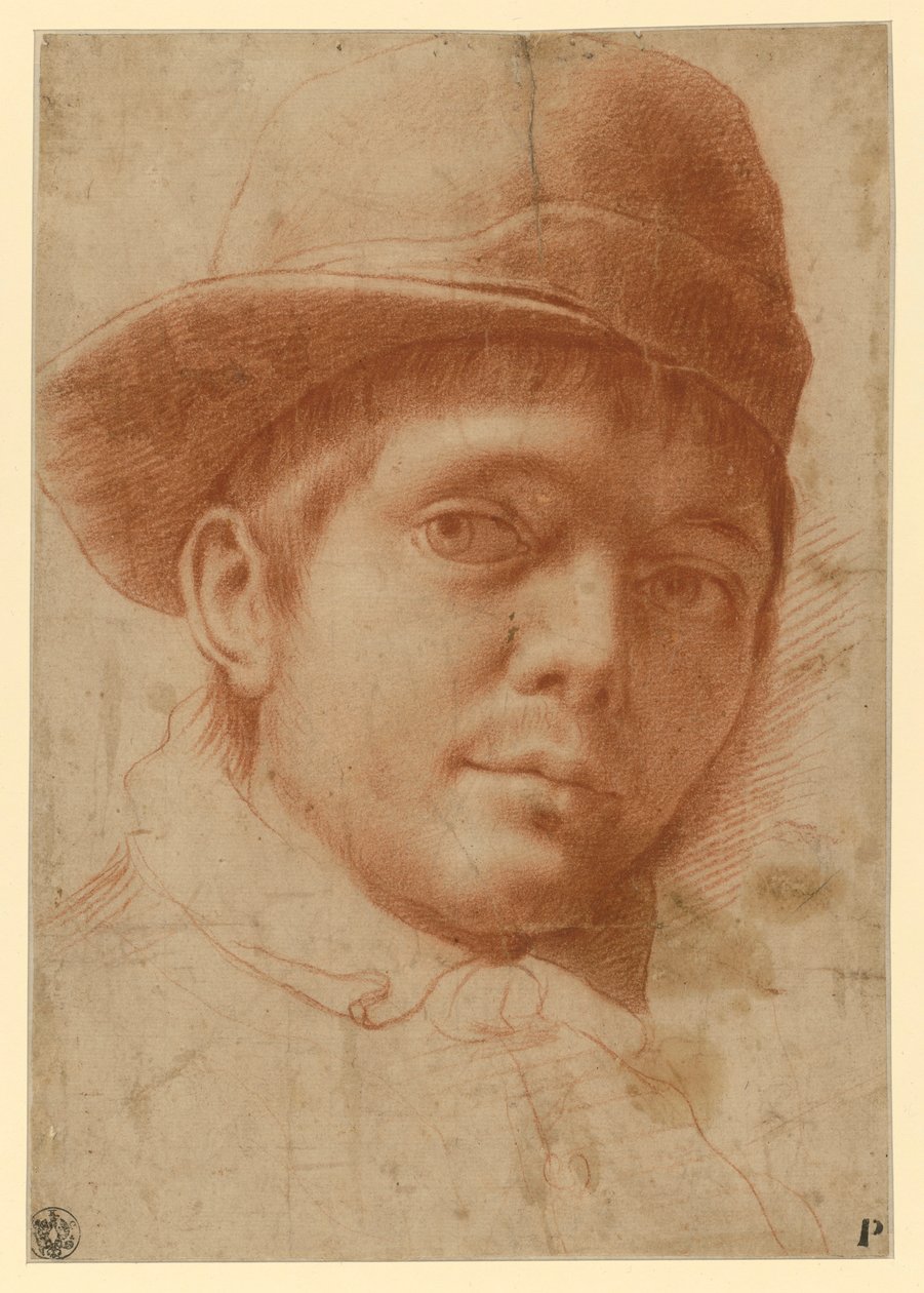 Portret van een jonge man met een pet door Annibale Carracci