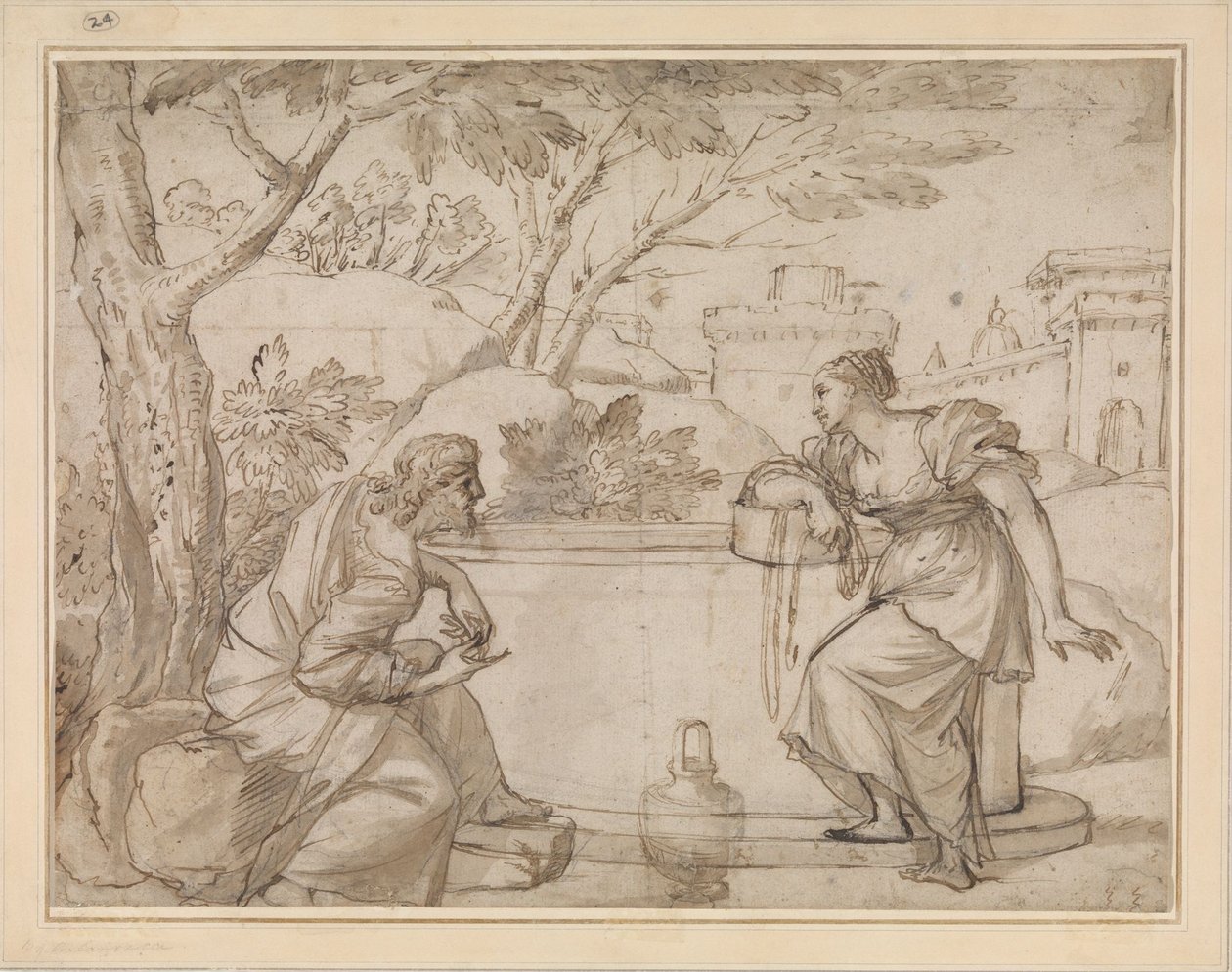 Christus en de Samaritaanse vrouw door Annibale Carracci