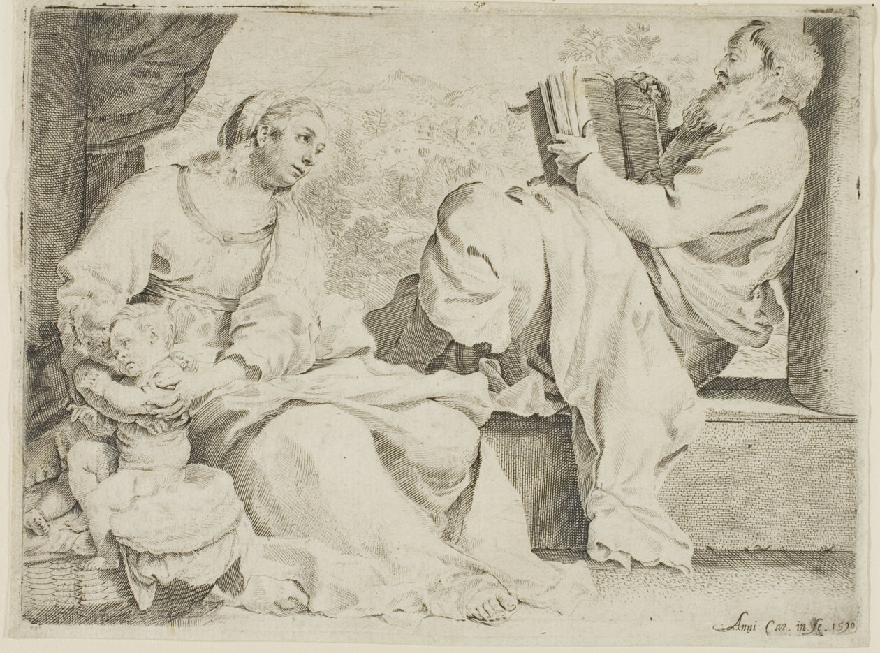 De Heilige Familie met Johannes de Doper door Annibale Carracci