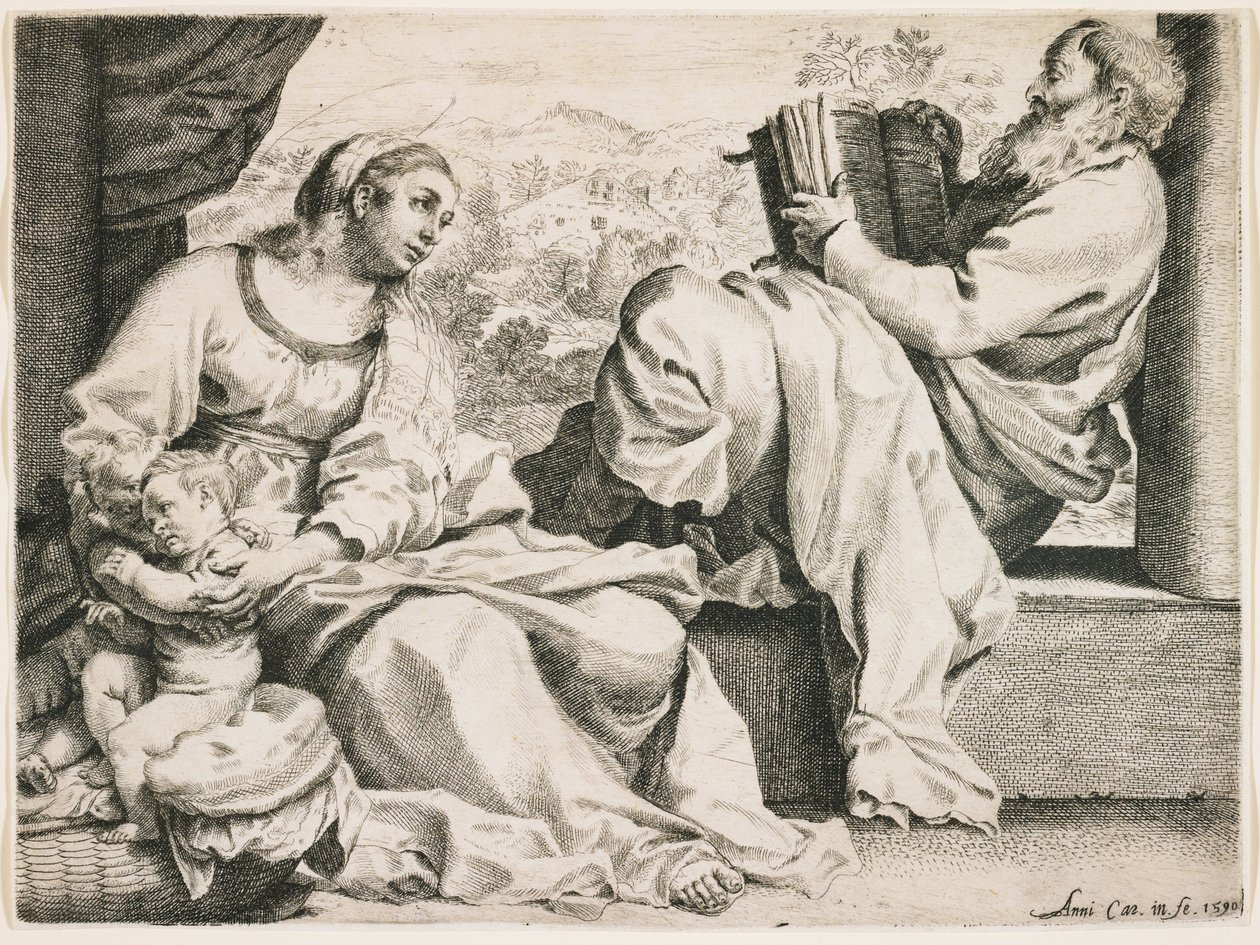 De Heilige Familie met de heilige Johannes de Doper door Annibale Carracci
