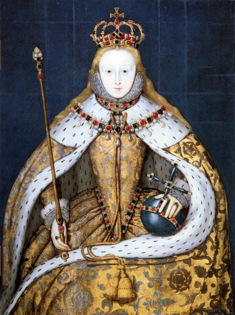 Koningin Elizabeth I van Engeland in haar Kroningsgewaden door Anonymous