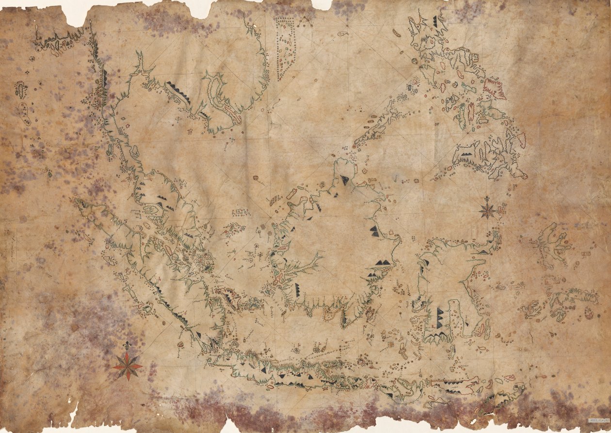 Deze vroege 19e-eeuwse kaart van de Oost-Indische Archipel geschreven in het Buginese is een voorbeeld van inheemse cartografie met Europese invloeden. Buginese (Basa Ugi) is een Austronesische taal die wordt gesproken in het zuidelijke deel van het Indone door Anonymous