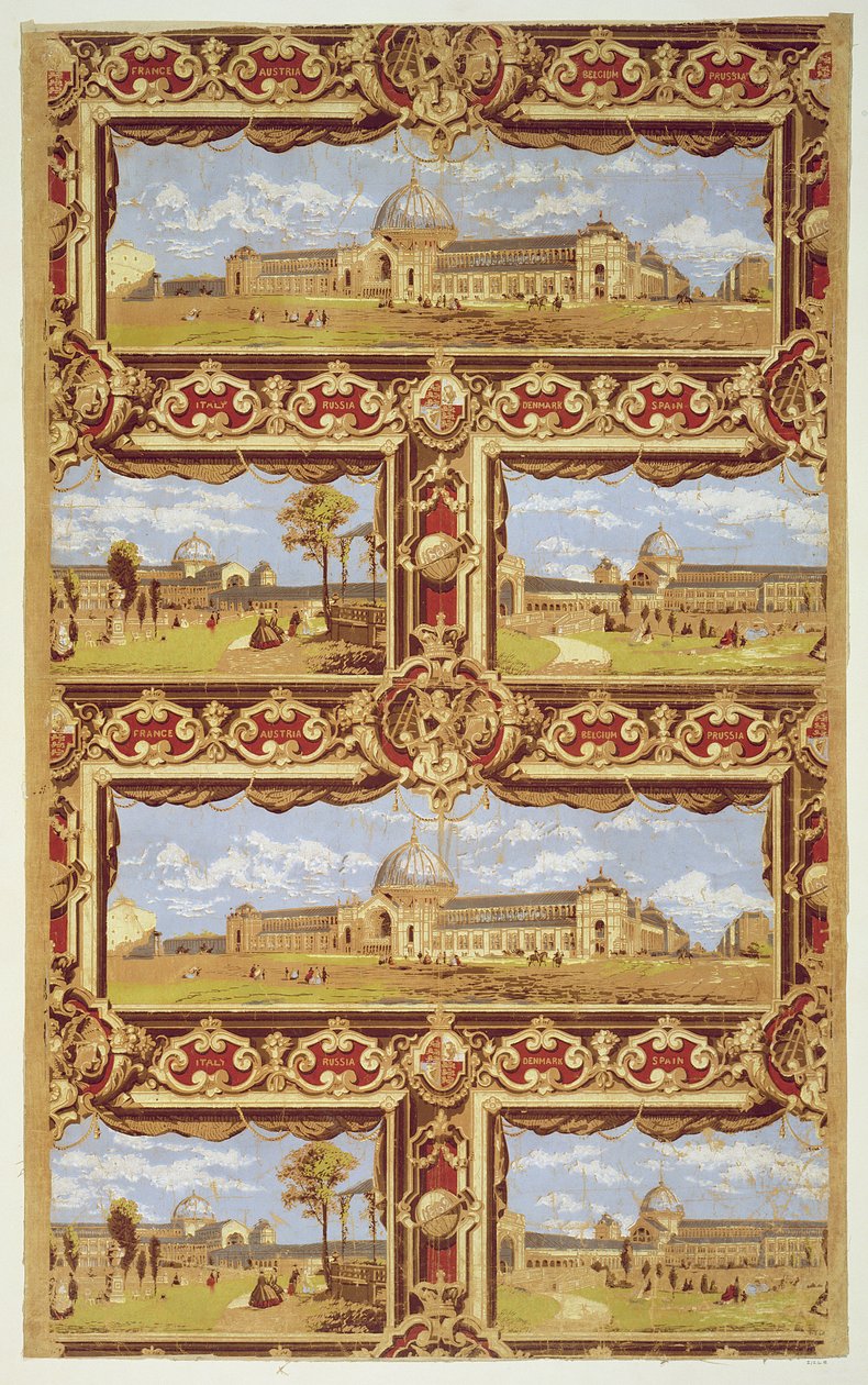 Uitzichten van de Internationale Tentoonstelling, 1862, behangontwerp door Unbekannt Unbekannt