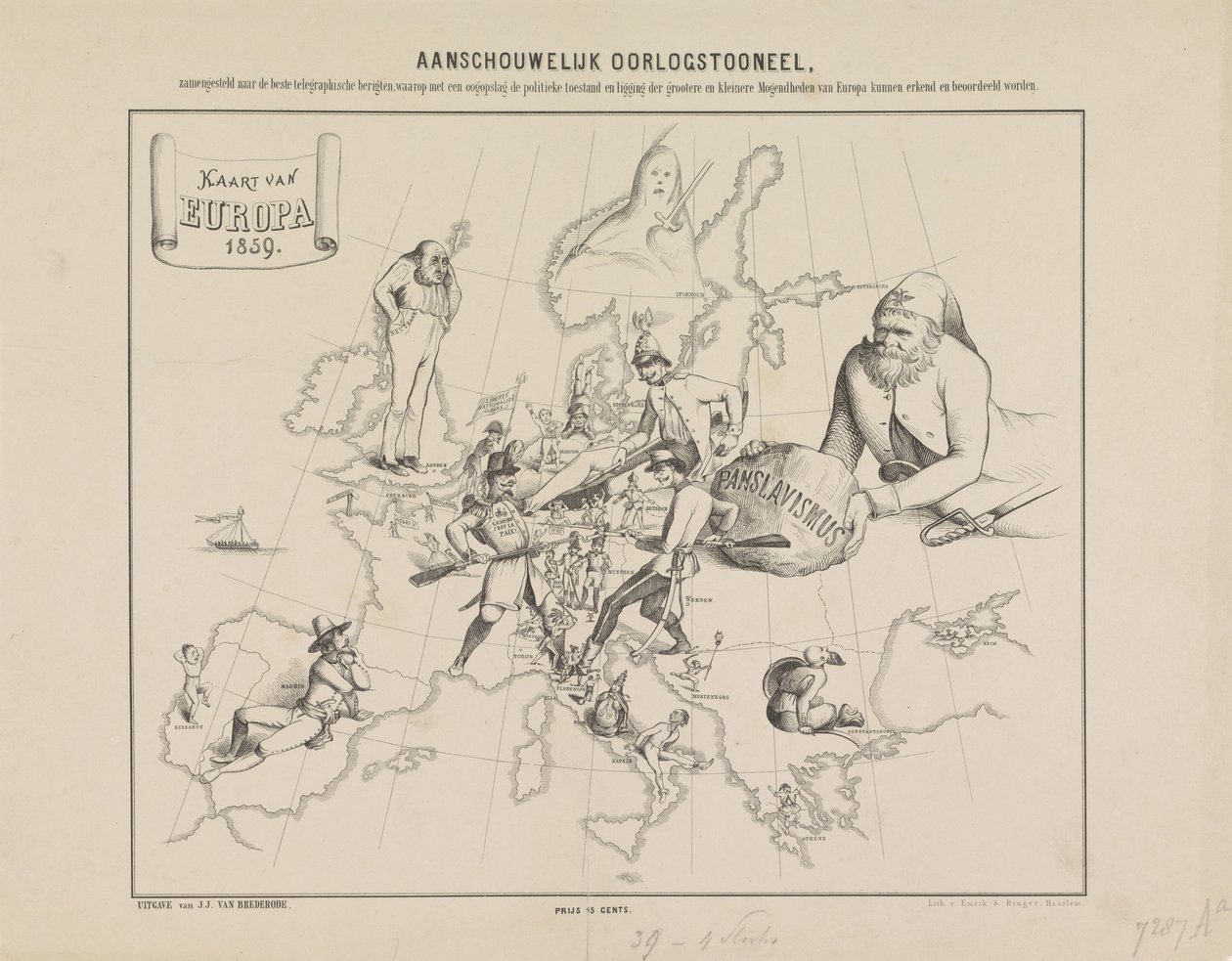 Aanschouwelijk Oorlogstooneel / Kaart van Europa in 1859 door Anonymous