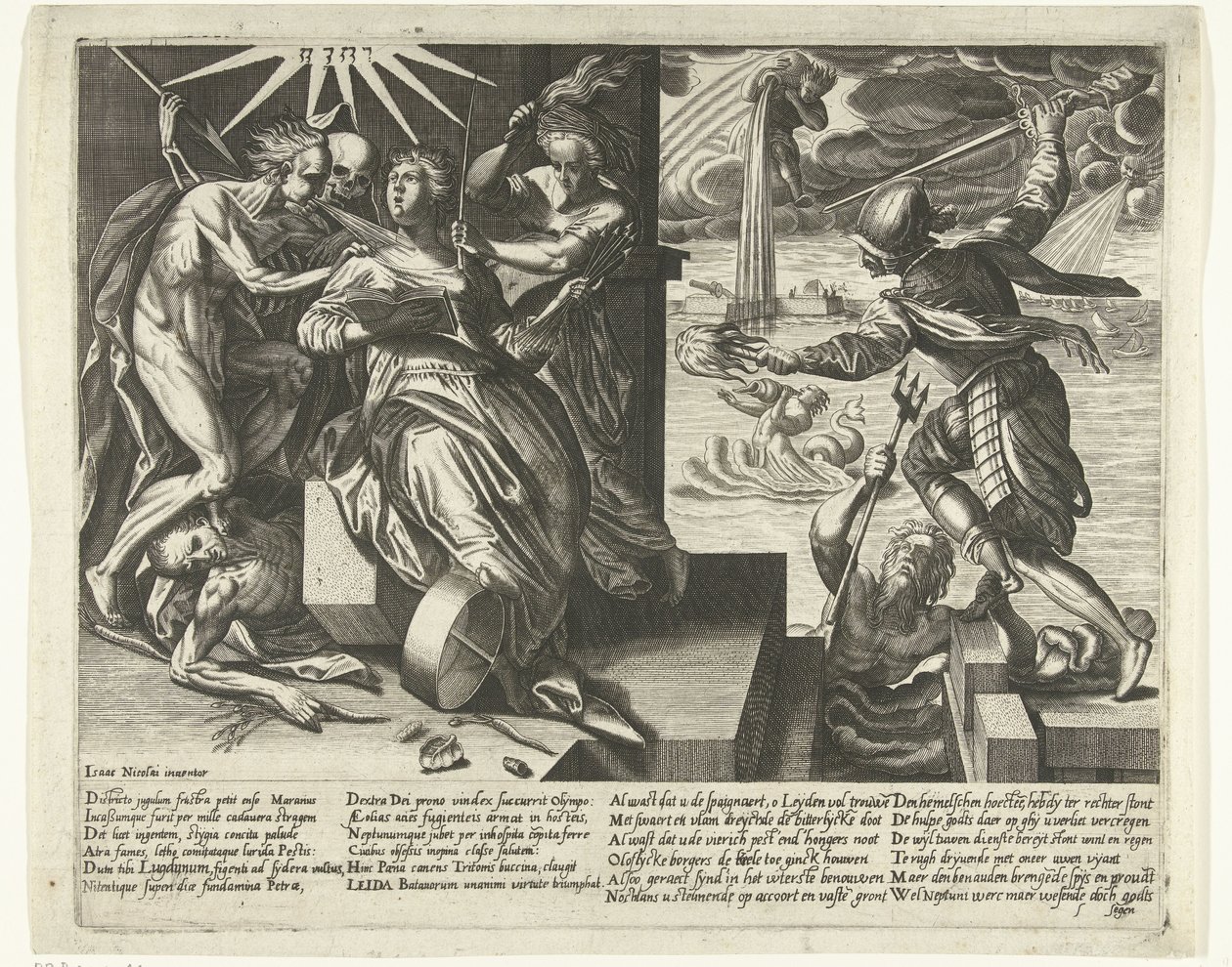 Allegorie op de nood en het ontzet van Leiden, 1574 door Anonymous