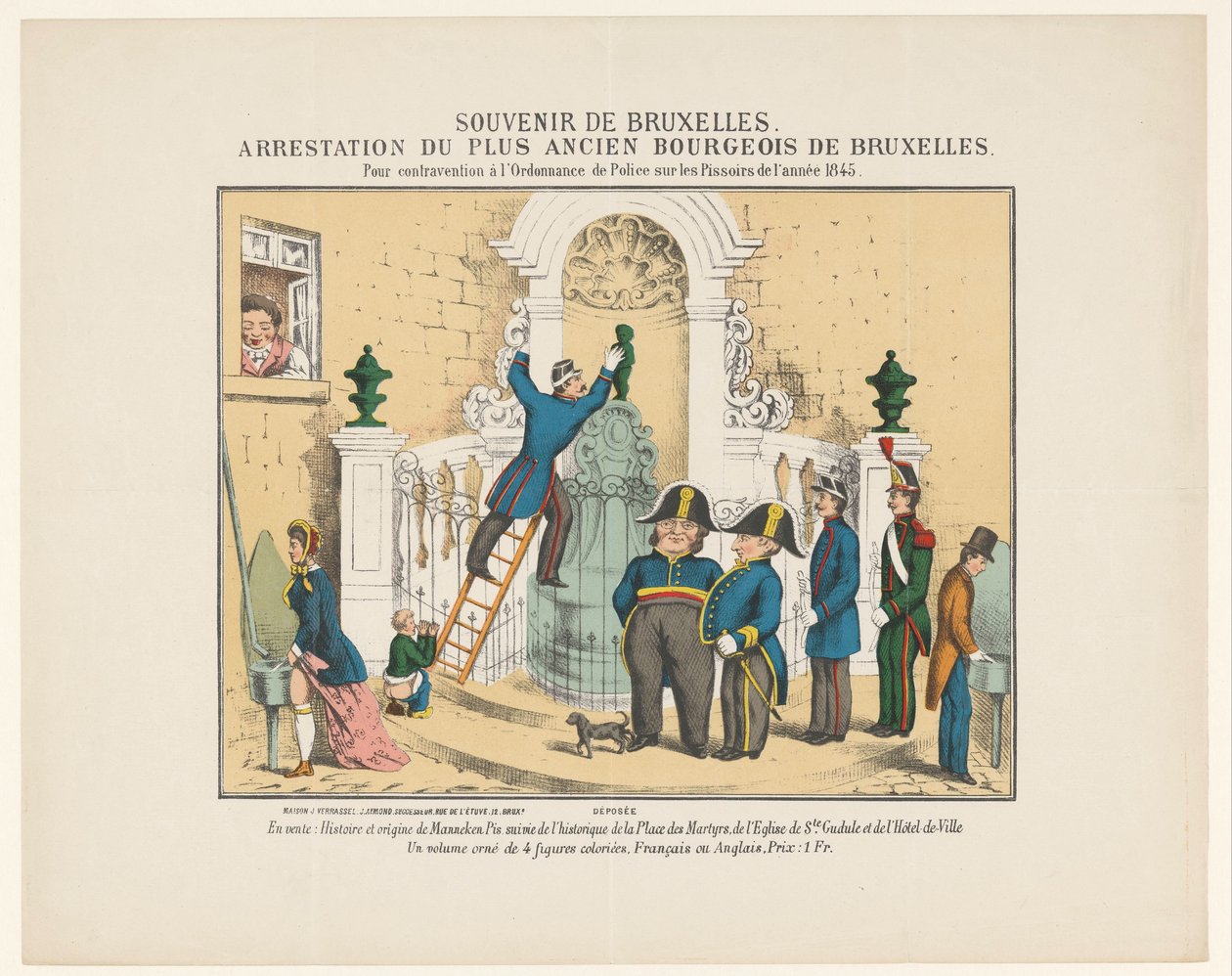 Arrestatie van Manneken Pis, 1845 door Anonymous