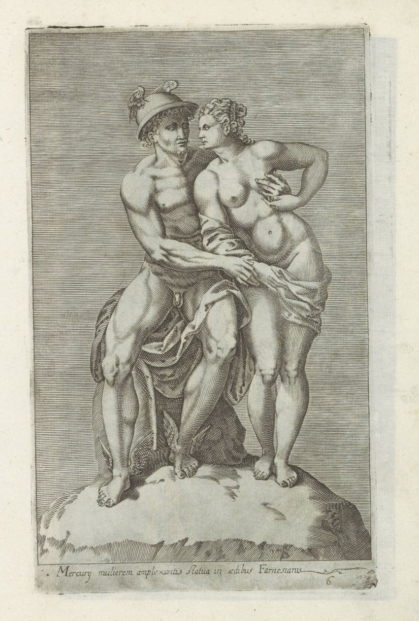 Beeldengroep met Mercurius en een godin door Anonymous