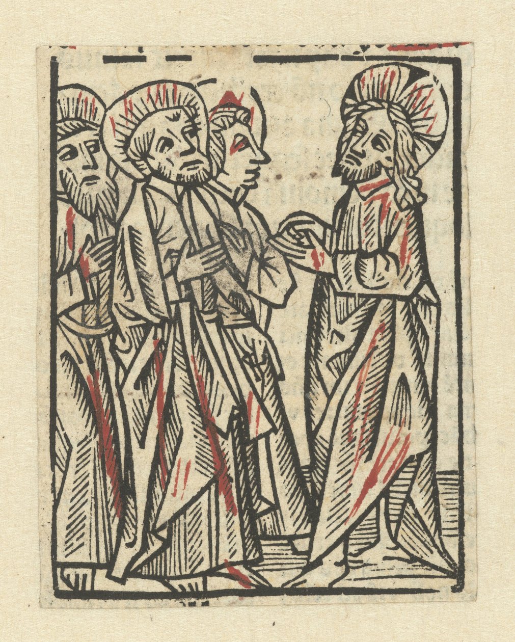 Christus met drie discipelen door Anonymous
