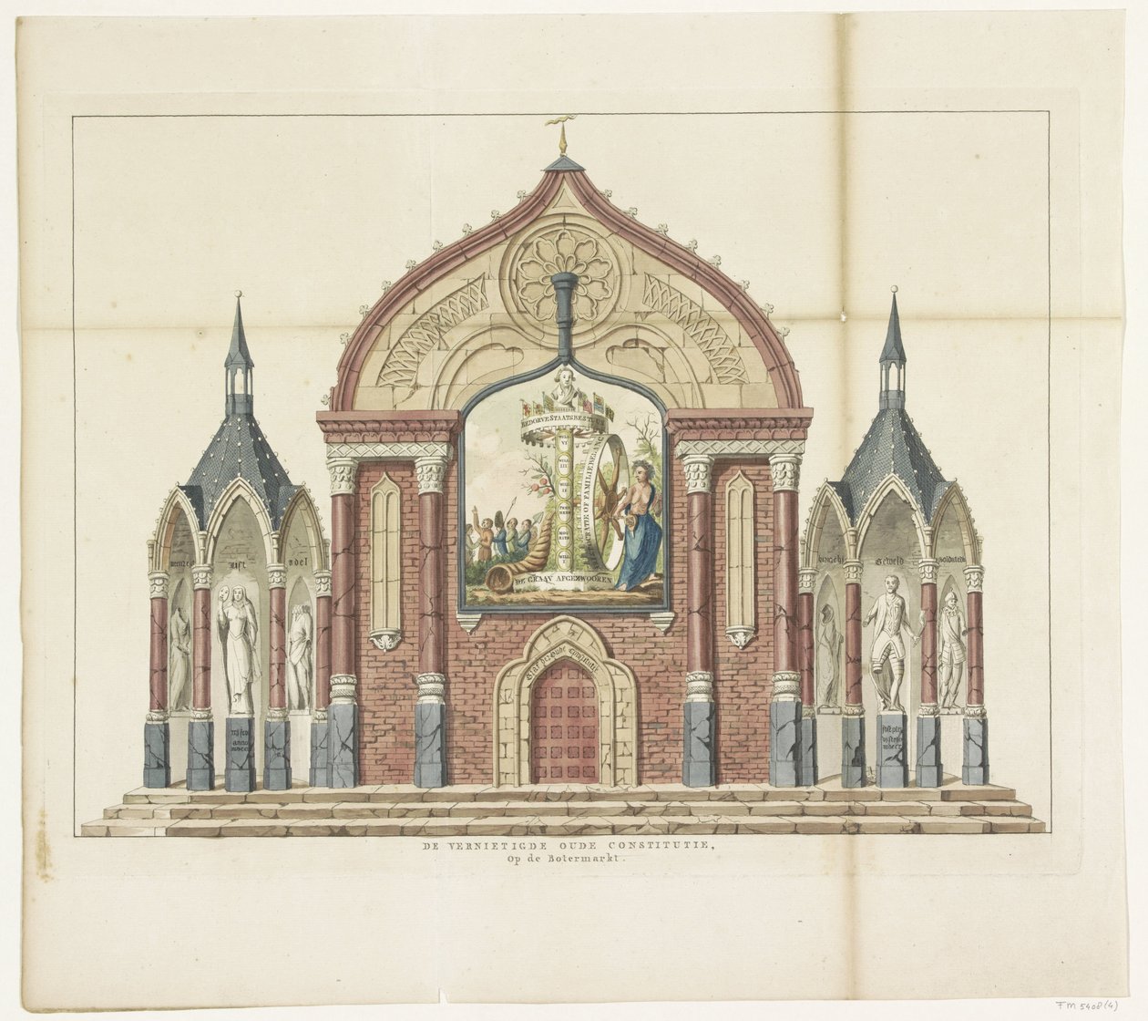 De Vernietiging van de Oude Constitutie, decoratie op de Botermarkt, 1795 door Anonymous