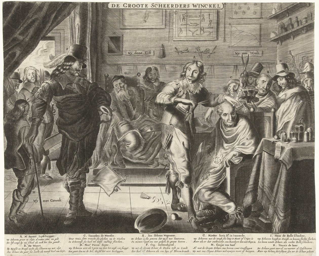 De boer in de grote barbierswinkel, ca. 1650 door Anonymous