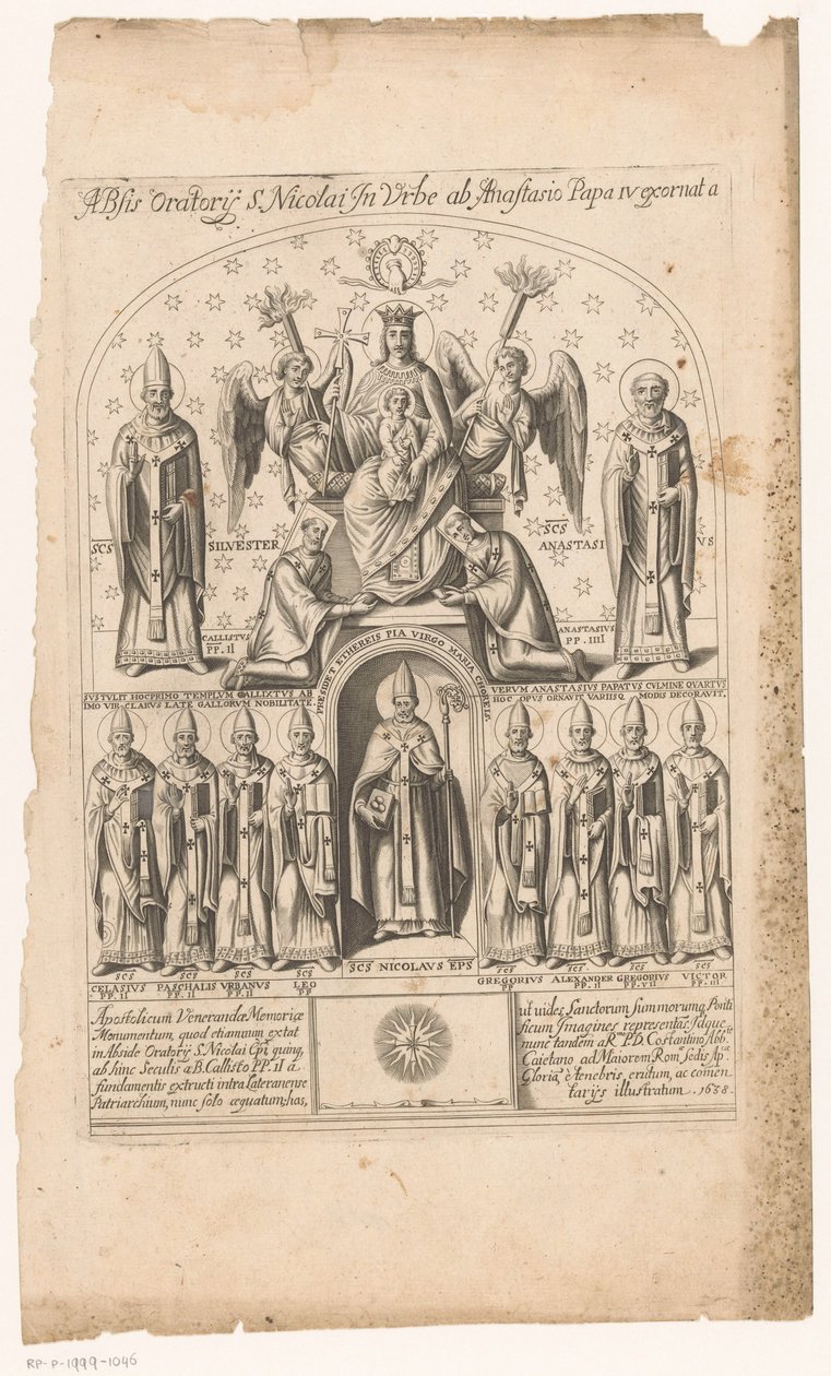 De heilige Nicolaas omgeven door pausen door Anonymous