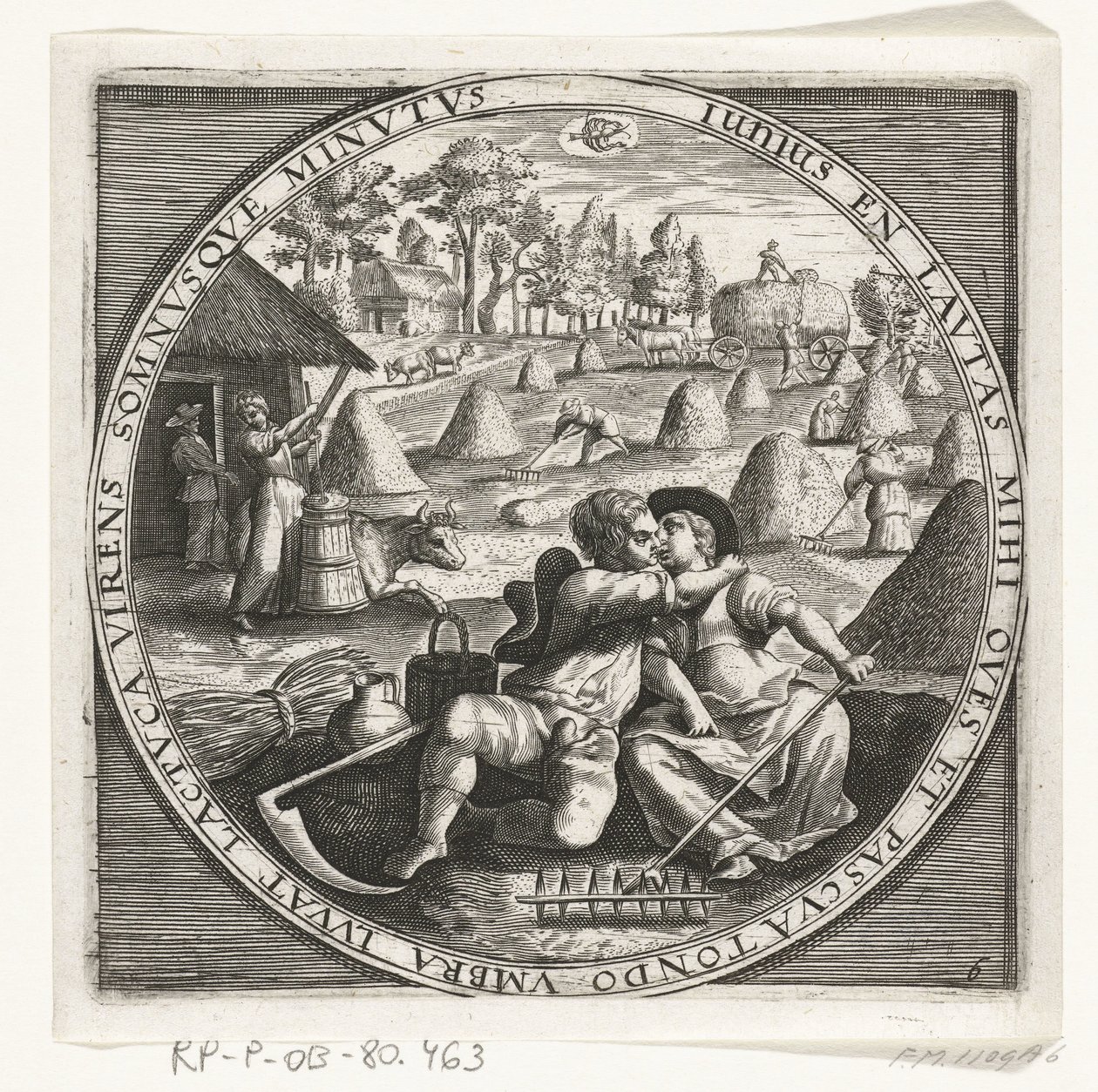 De maand juni, hooimaken, ca. 1600 door Anonymous