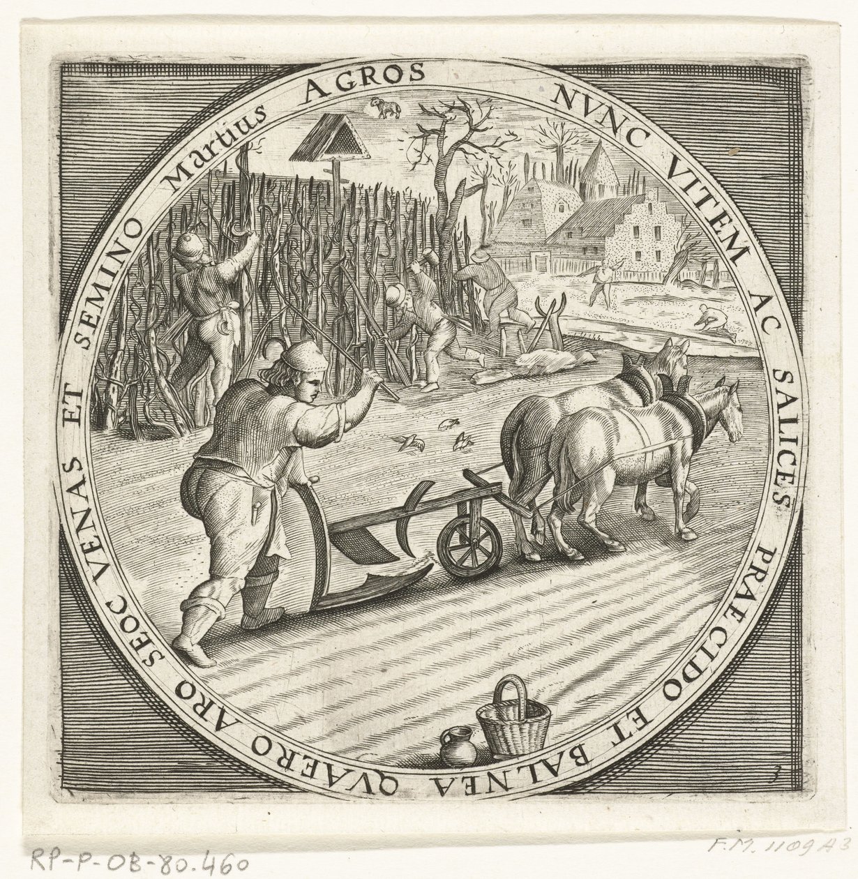 De maand maart, ploegen, ca. 1600 door Anonymous