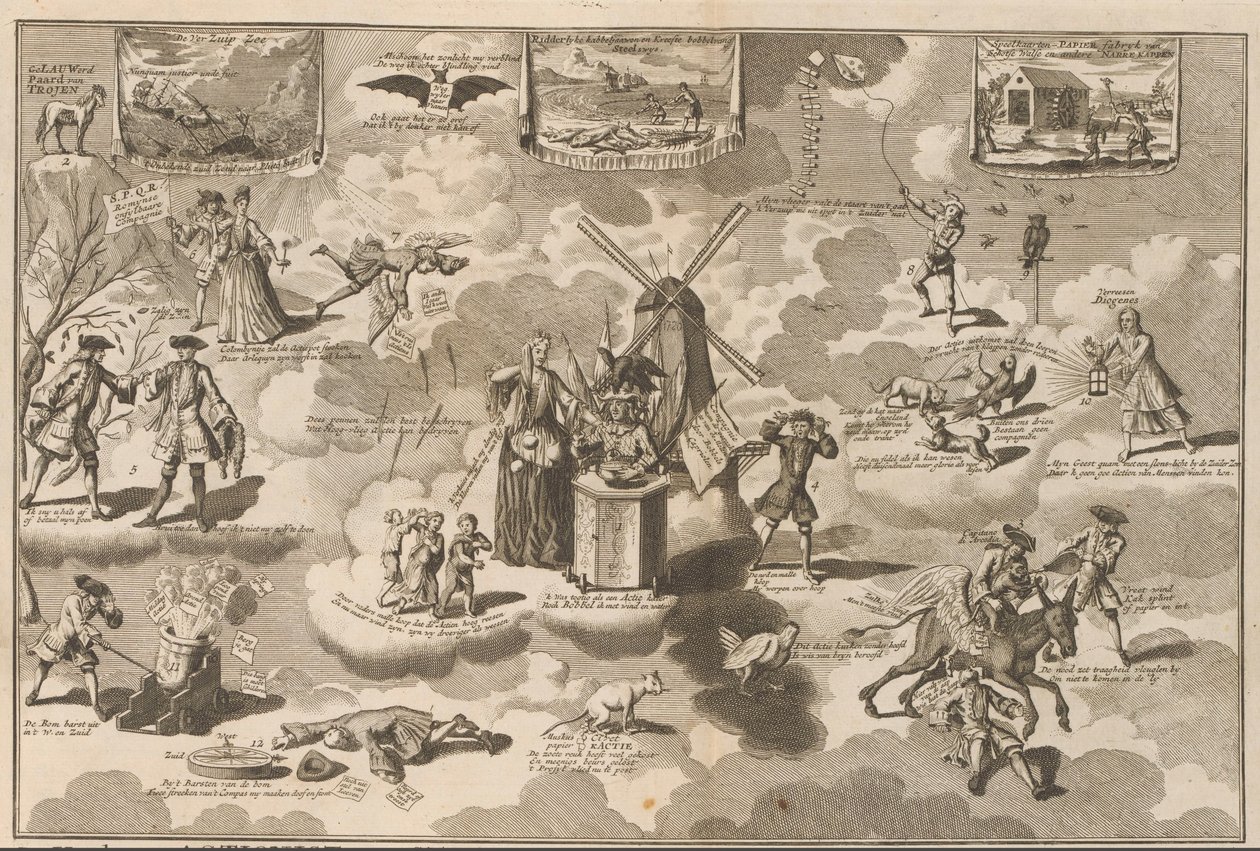 De verslagen actionist in de rinkelstoel, 1720 door Anonymous