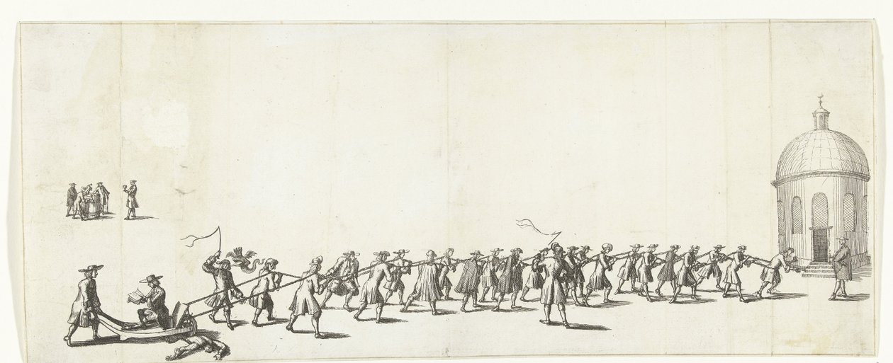 Dominicus wordt op een kruiwagen naar de Ronde Lutherse kerk getrokken, 1683-1684 door Anonymous