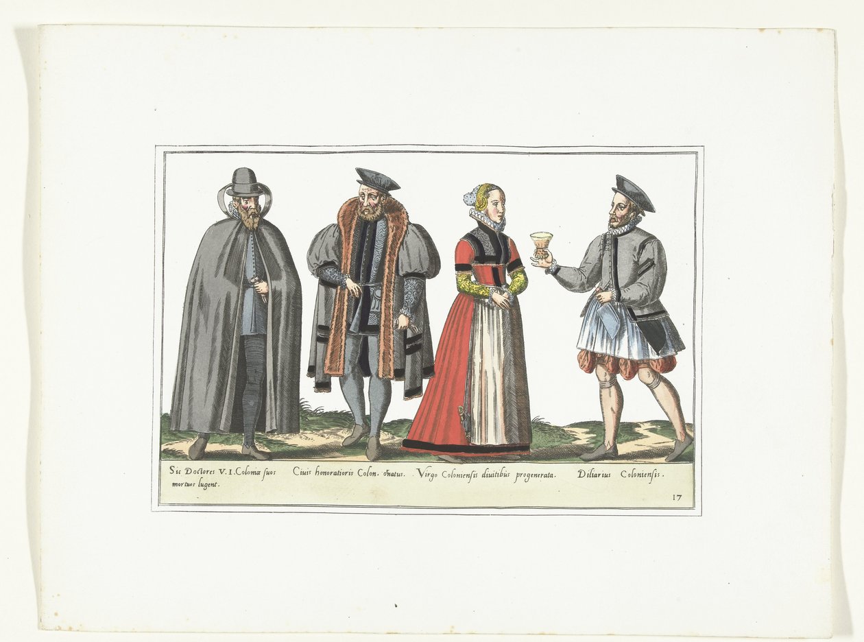 Drie mannen en een vrouw gekleed volgens de Duitse mode, ca. 1580 door Anonymous