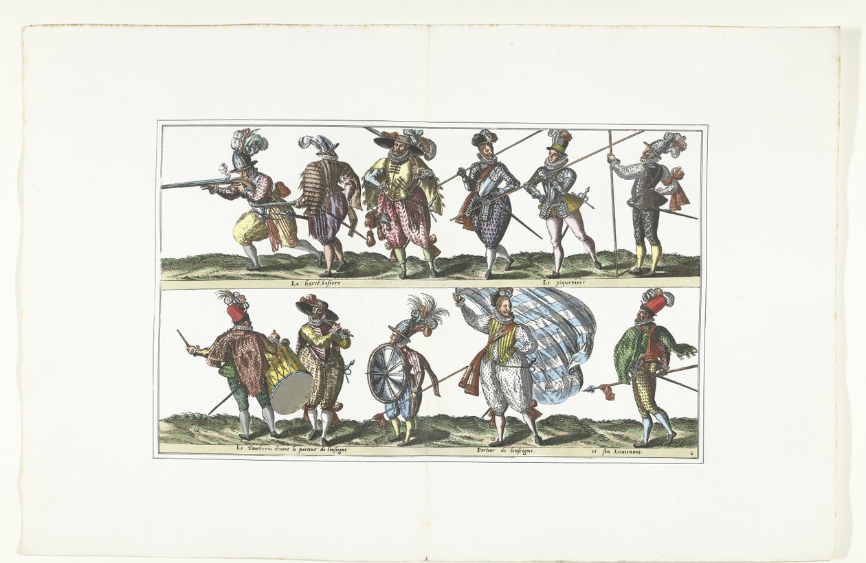 Dubbele plaat met elf gewapende burgers in uniform volgens de mode in Antwerpen, ca. 1580 door Anonymous