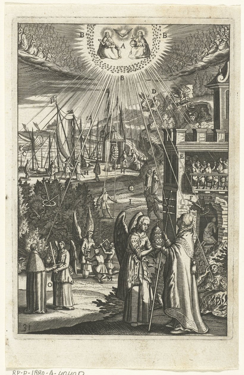 Embleem met de mens die zich in alles bewust is van de alomtegenwoordigheid van God door Anonymous