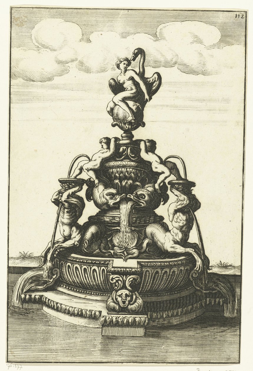 Fontein met Leda en de zwaan door Anonymous
